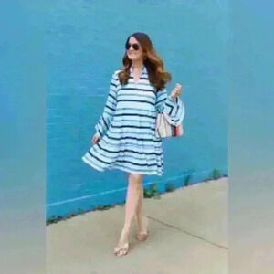 Sail to Sable Blue and White Striped Dress